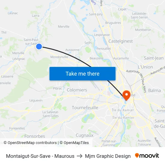 Montaigut-Sur-Save - Maurous to Mjm Graphic Design map