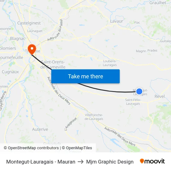 Montegut-Lauragais - Mauran to Mjm Graphic Design map