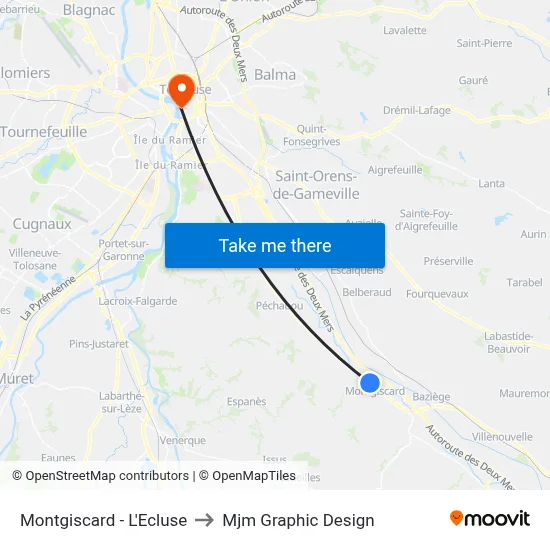 Montgiscard - L'Ecluse to Mjm Graphic Design map