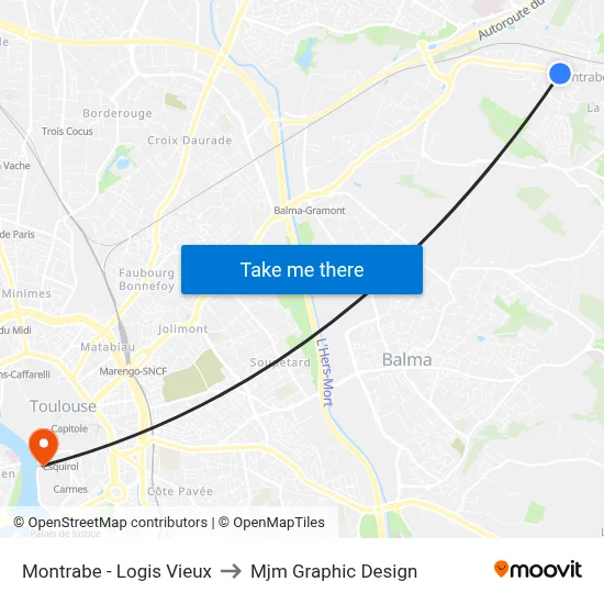 Montrabe - Logis Vieux to Mjm Graphic Design map