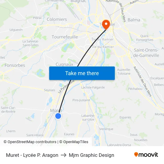 Muret - Lycée P. Aragon to Mjm Graphic Design map