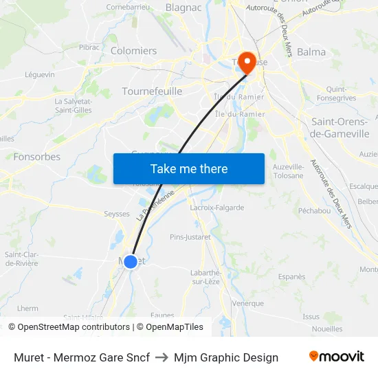 Muret - Mermoz Gare Sncf to Mjm Graphic Design map