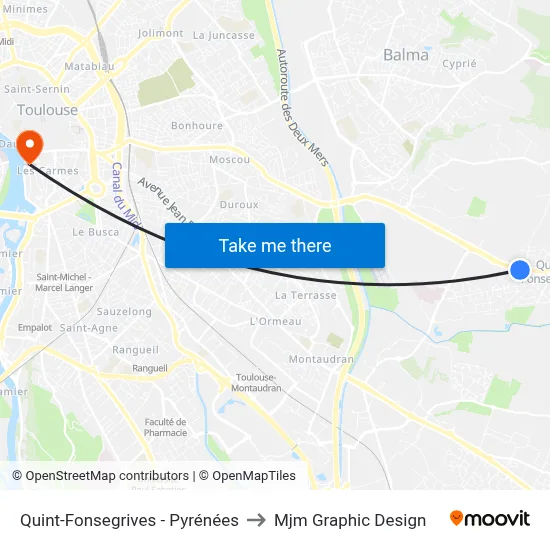 Quint-Fonsegrives - Pyrénées to Mjm Graphic Design map