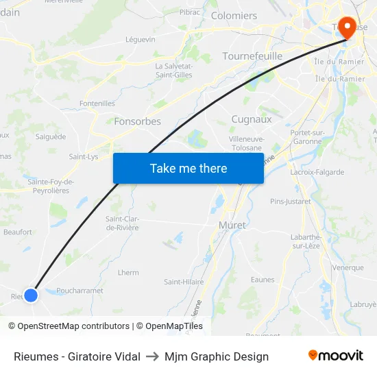 Rieumes - Giratoire Vidal to Mjm Graphic Design map