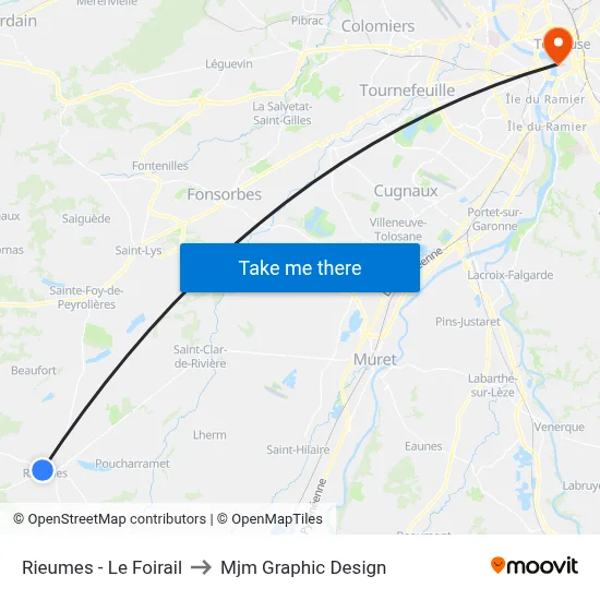 Rieumes - Le Foirail to Mjm Graphic Design map