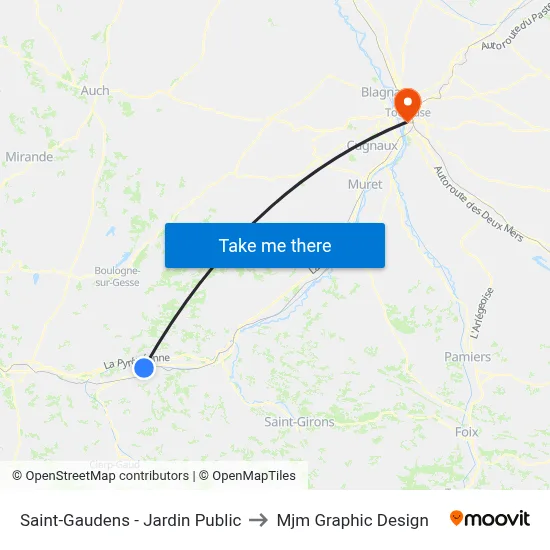 Saint-Gaudens - Jardin Public to Mjm Graphic Design map