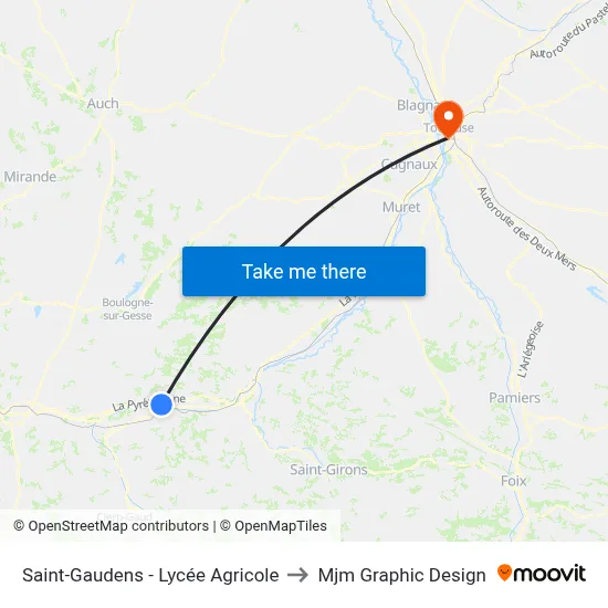 Saint-Gaudens - Lycée Agricole to Mjm Graphic Design map