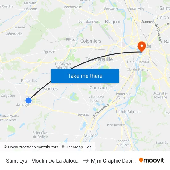 Saint-Lys - Moulin De La Jalousie to Mjm Graphic Design map