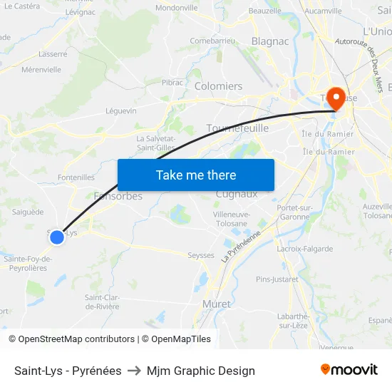 Saint-Lys - Pyrénées to Mjm Graphic Design map