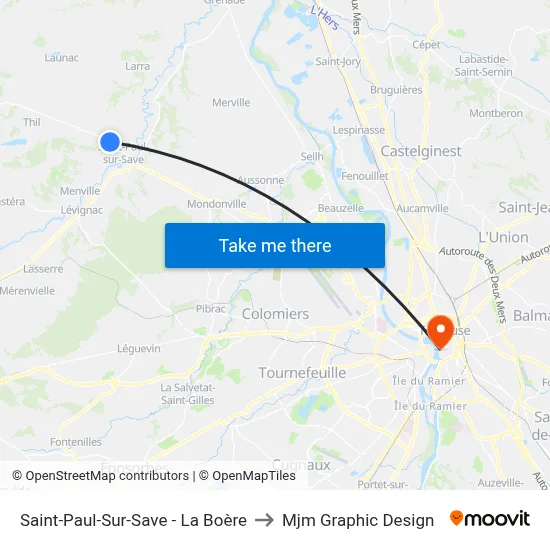 Saint-Paul-Sur-Save - La Boère to Mjm Graphic Design map