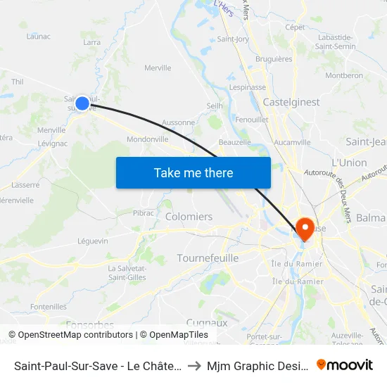 Saint-Paul-Sur-Save - Le Château to Mjm Graphic Design map