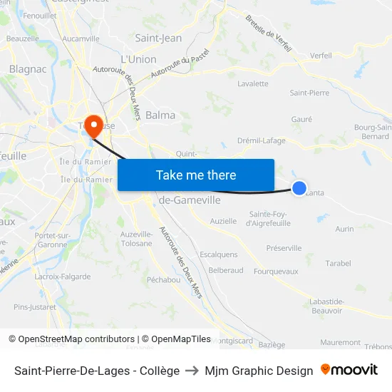 Saint-Pierre-De-Lages - Collège to Mjm Graphic Design map