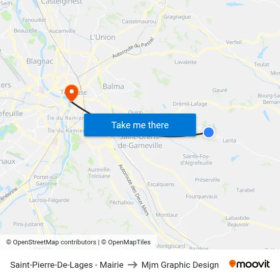 Saint-Pierre-De-Lages - Mairie to Mjm Graphic Design map