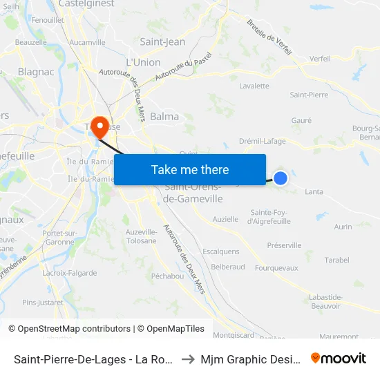 Saint-Pierre-De-Lages - La Rose to Mjm Graphic Design map