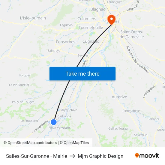 Salles-Sur-Garonne - Mairie to Mjm Graphic Design map