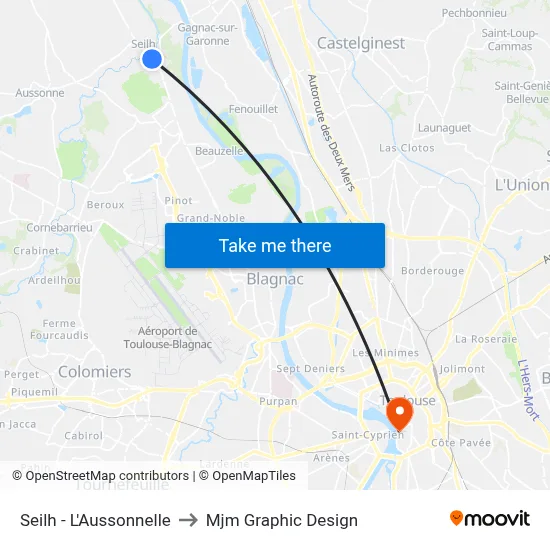 Seilh - L'Aussonnelle to Mjm Graphic Design map