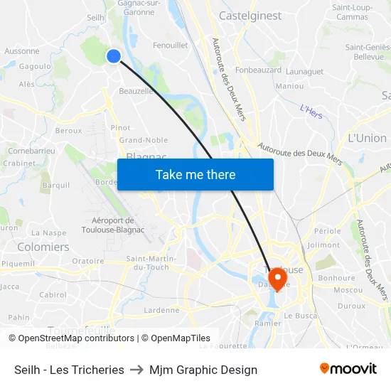 Seilh - Les Tricheries to Mjm Graphic Design map