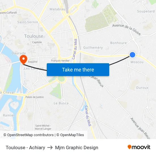 Toulouse - Achiary to Mjm Graphic Design map