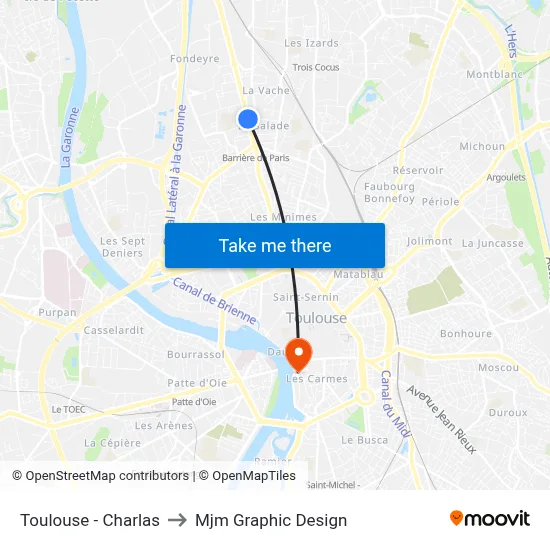 Toulouse - Charlas to Mjm Graphic Design map