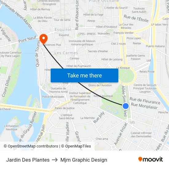 Jardin Des Plantes to Mjm Graphic Design map