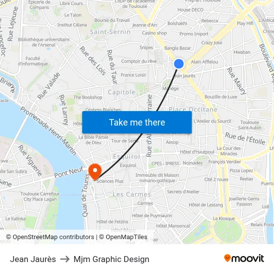 Jean Jaurès to Mjm Graphic Design map
