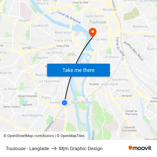 Toulouse - Langlade to Mjm Graphic Design map