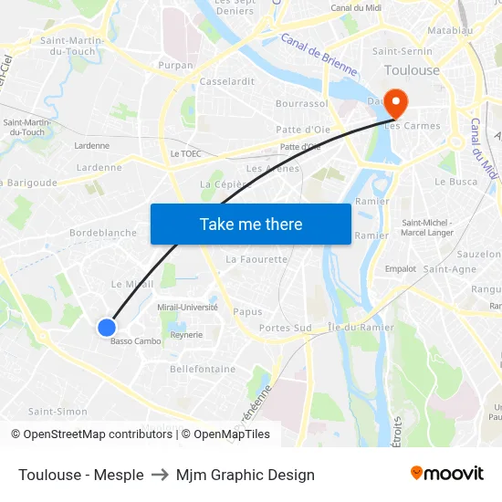 Toulouse - Mesple to Mjm Graphic Design map