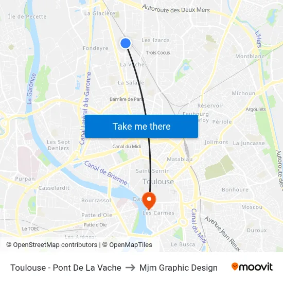 Toulouse - Pont De La Vache to Mjm Graphic Design map