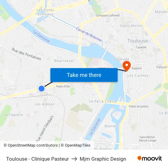 Toulouse - Clinique Pasteur to Mjm Graphic Design map