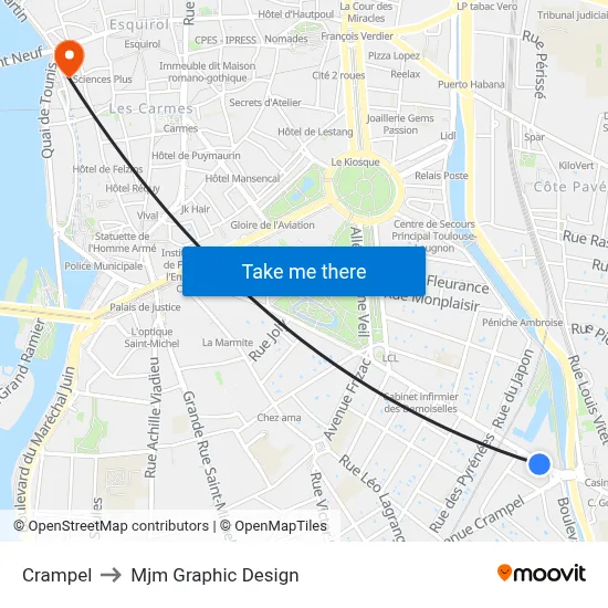 Crampel to Mjm Graphic Design map