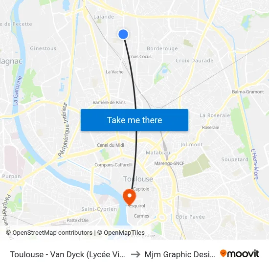 Toulouse - Van Dyck (Lycée Vitry) to Mjm Graphic Design map