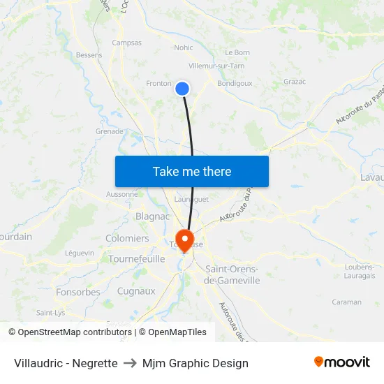 Villaudric - Negrette to Mjm Graphic Design map