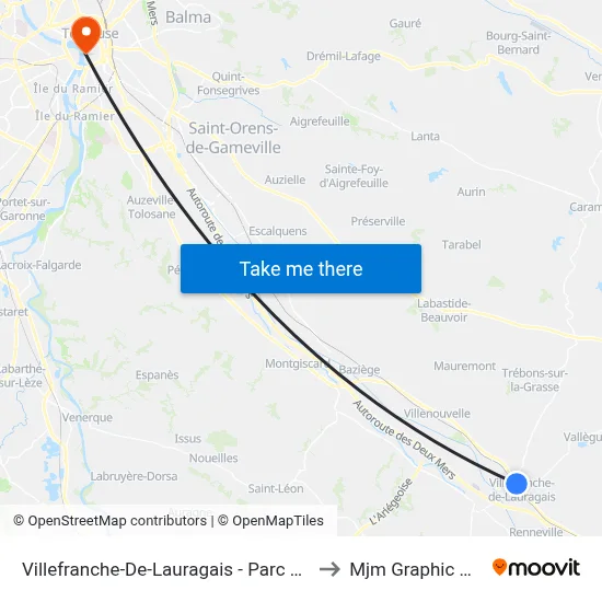 Villefranche-De-Lauragais - Parc Des Sports to Mjm Graphic Design map