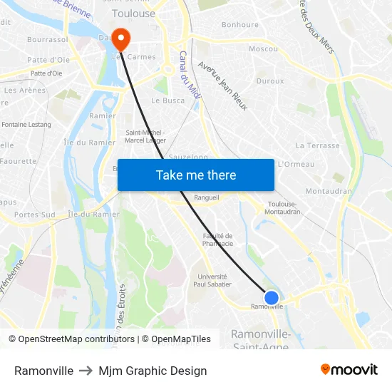 Ramonville to Mjm Graphic Design map