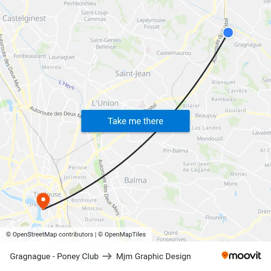 Gragnague - Poney Club to Mjm Graphic Design map
