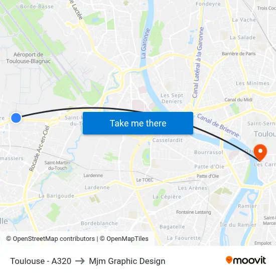 Toulouse - A320 to Mjm Graphic Design map