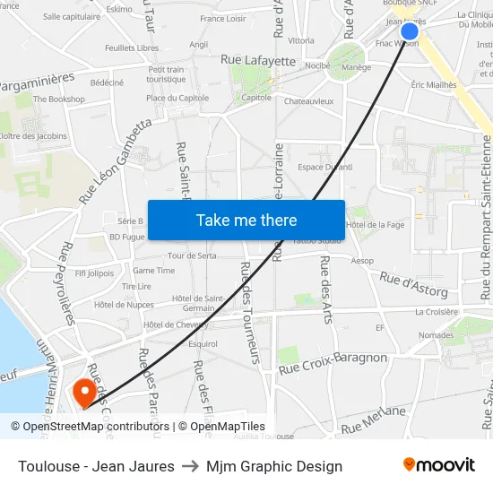 Toulouse - Jean Jaures to Mjm Graphic Design map