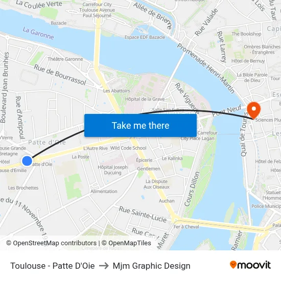 Toulouse - Patte D'Oie to Mjm Graphic Design map