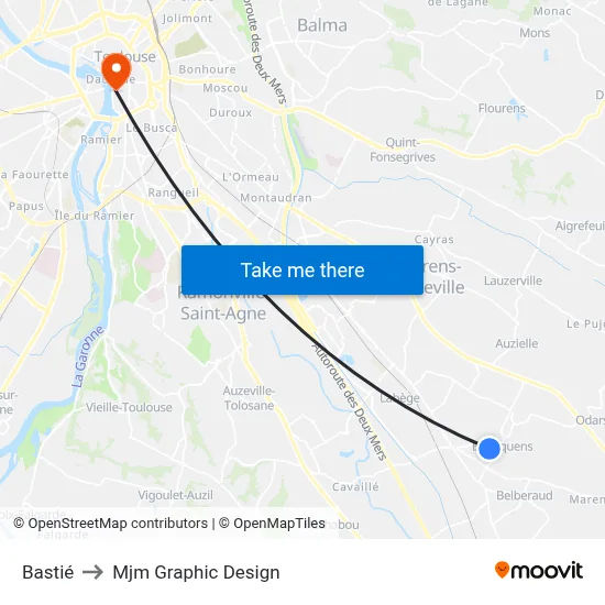 Bastié to Mjm Graphic Design map