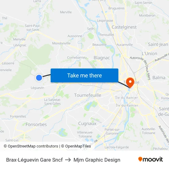 Brax-Léguevin Gare Sncf to Mjm Graphic Design map