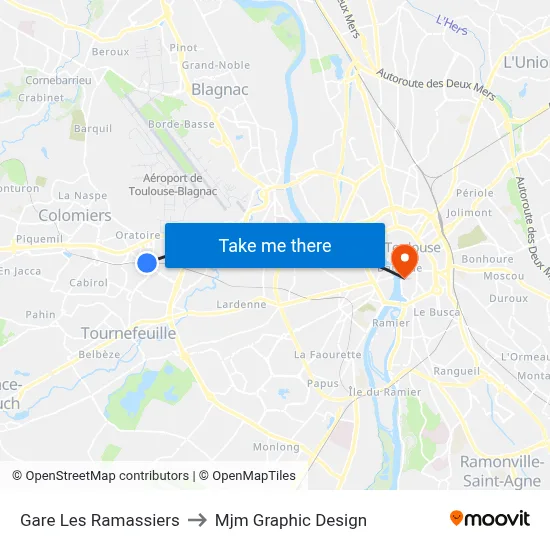 Gare Les Ramassiers to Mjm Graphic Design map