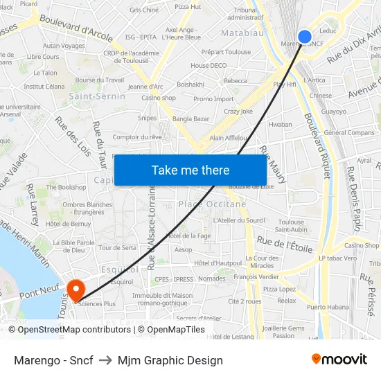 Marengo - Sncf to Mjm Graphic Design map