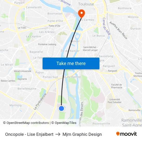 Oncopole - Lise Enjalbert to Mjm Graphic Design map