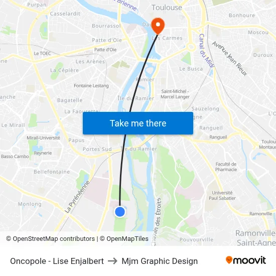 Oncopole - Lise Enjalbert to Mjm Graphic Design map