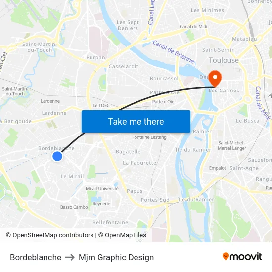 Bordeblanche to Mjm Graphic Design map