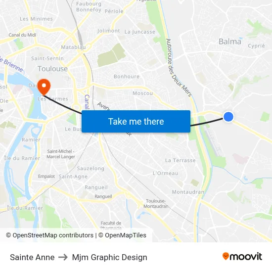 Sainte Anne to Mjm Graphic Design map