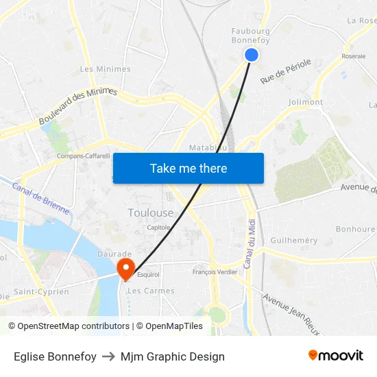 Eglise Bonnefoy to Mjm Graphic Design map