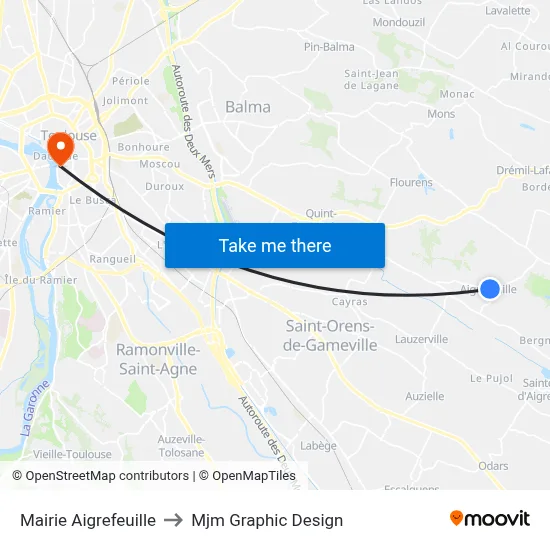 Mairie Aigrefeuille to Mjm Graphic Design map