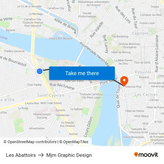 Les Abattoirs to Mjm Graphic Design map
