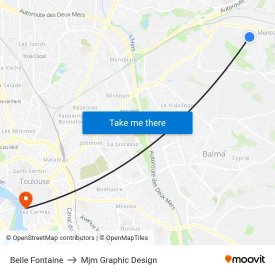 Belle Fontaine to Mjm Graphic Design map